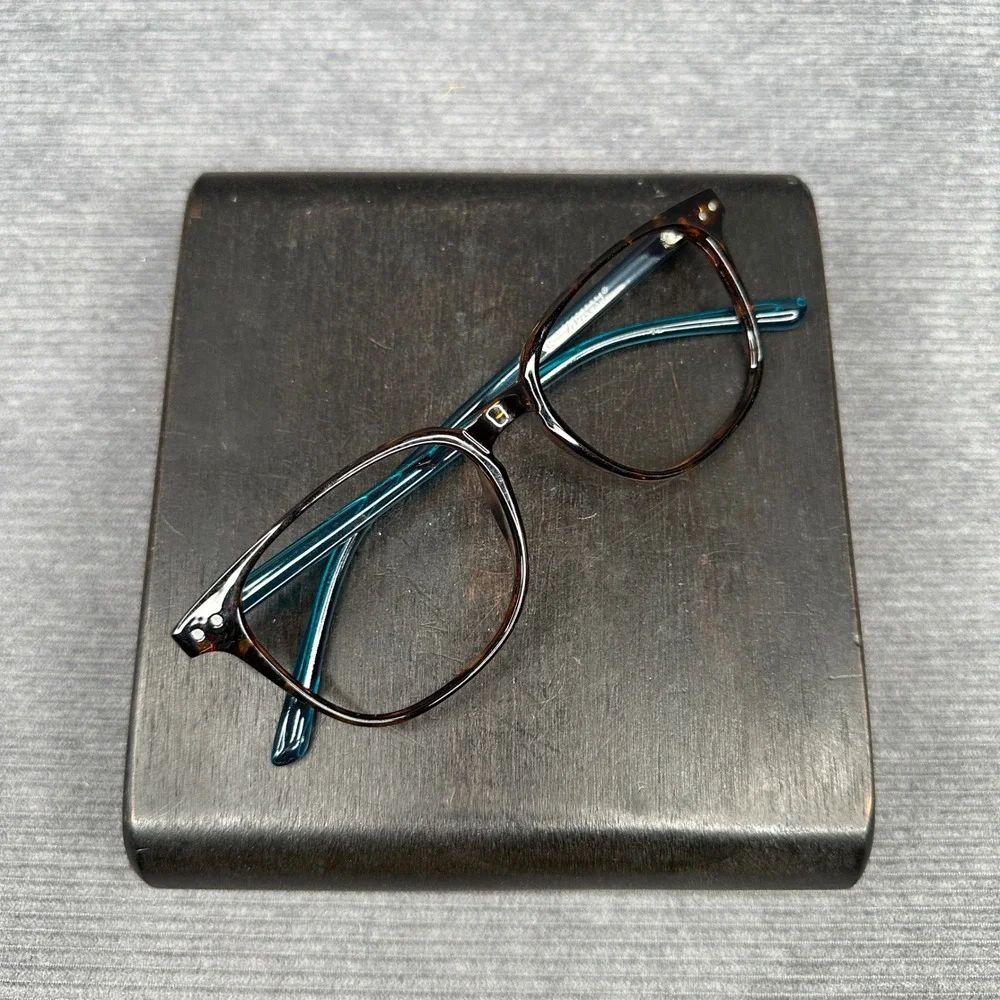Zenni Optical Tortoiseshell Teal Square Y2K Eyeglasses Frames 4443425 Vtg